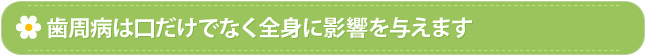 歯周病は口だけでなく全身に影響を与えます